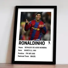 210 - Ronaldinho ロナウジーニョ　A4額装付き　ワールドカップ