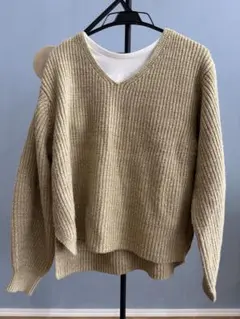 willfully ミックス Vネック リブ編みセーター