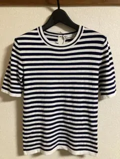【ZARA】KNIT 半袖ニットストライプ/Mサイズ