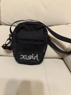 x-girl 黒 ショルダーバッグ メッシュポケット付き