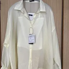 新品　SUREVE 淡い黄色 ストライプ シアーシャツ インナー付き