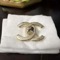 極美品】CHANEL シャネル ブローチ 麦わら帽子 リボン ヴィンテージ 金