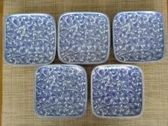 有田焼　染付　四角皿　銘々皿　5枚