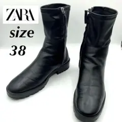 美品✨ ZARA BASIC サイドジップ ブーツ 黒 【38】 厚底