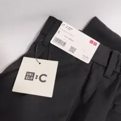 ユニクロ　タックワイドテーパードパンツ　S　黒　5cm裾上げ済