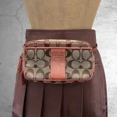 コーチ シグネチャー ウエストポーチ ボディバッグ ピンク y2k