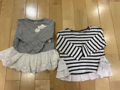 グレーとストライプのトップスセット