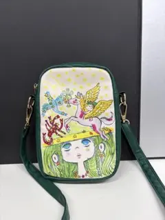 亜土ちゃん デザイン上品 おしゃれ 2Way ミニショルダー 星座 グリーンのサムネイル