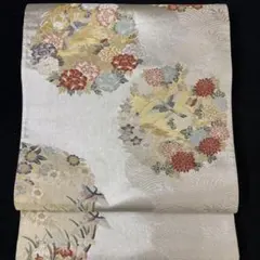 袋帯 金糸 牡菊花 楓 唐花模様 箔 着物 帯 045k p - メルカリ