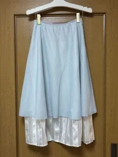 チェスティ　Chesty 水色と白のストライプ フレアスカート 0サイズ