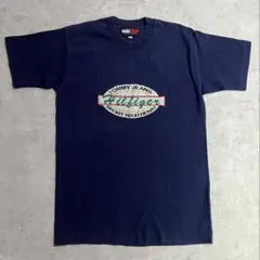 90s 刺繍ロゴ TOMMY JEANS ネイビーTシャツ