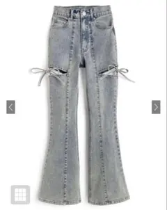 GRL サイドカットアウトリボンフレアデニムパンツ cu578