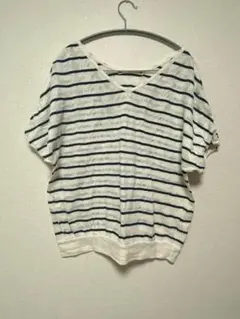 Pink adobe ストライプ柄 半袖トップス【M】 柄入り