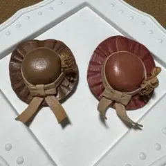革細工　帽子　ブローチ　2個セット　ハンドメイド