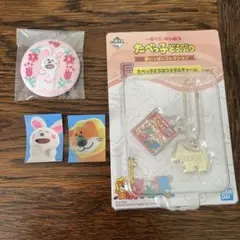 たべっ子どうぶつ 証明写真 刺繍缶バッジ キーホルダー うさぎ らいおん