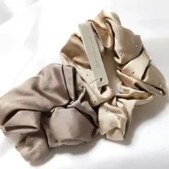 ビジュー付きサテンシュシュ2色セット★ヘアアクセサリー No.f480