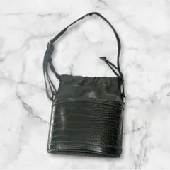 ブラック クロコダイル風ショルダーバッグ