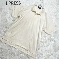 J.PRESS 半袖ポロシャツ【L】オフホワイト ワンポイントロゴ刺繍 日本製のサムネイル