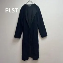 ✴︎ PLST プラステ ウールリバーノーカラーロングコート ネイビー