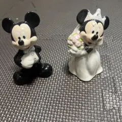ミッキー ミニー ウエディングドール 陶器　塩コショウ入れ
