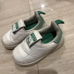 adidas キッズ スリッポン ホワイト/グリーン