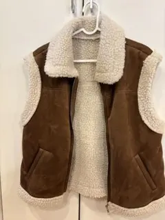 完売品 SHEIN EZwear ボア襟ベスト ムートン風 ブラウン