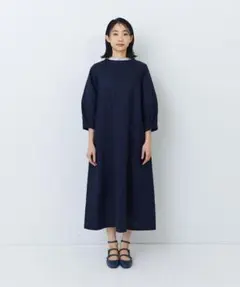 アデュートリステス リネンレーヨンワンピース ネイビー フリーサイズのサムネイル