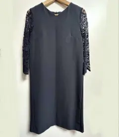 GLACIER セレモニードレス　ネイビー　紺　袖レース　七分袖　フォーマル