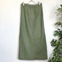 美品✨エヘカソポehka sopo タイトロングスカート　チェック　ウエストゴム