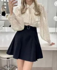 GRL ドット柄オーガンジーブラウス シアーブラウス