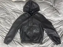 ZARA フード付き黒レザージャケット