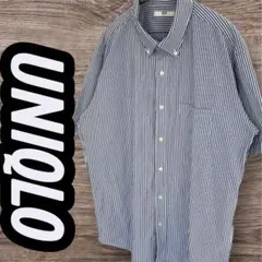 UNIQLO　ドライノンアイロンジャージーシャツ　半袖　メンズ　XL　ストライプ