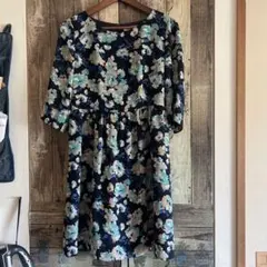 値下げ　美品　日本製　ユナイテッドアローズ　花柄　七分袖　ワンピース　　S