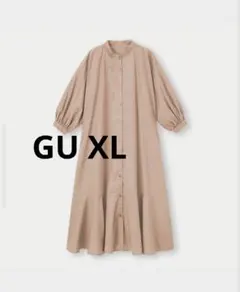 GU バンドカラーシャツワンピース　7分袖 サイズ XL ベージュ