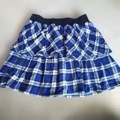 UNIQLO KIDS ネイビー/ホワイトチェック フリルスカート XL