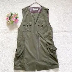 イトキン★ 【ジョルジュレッシュ】 チュニック ベスト ジレ L モスグリーン