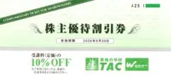 【即日発送】TAC株主優待10%割引券 廃止最終 希少 特定記録 TH05