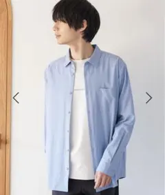 【新品未使用】GLOBAL WORK サラサマレギュラーカラーシャツ ブルー Ｌ