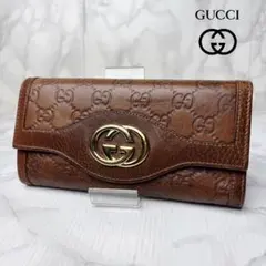 011 極美品 GUCCI 長財布 二つ折り財布 インターロッキング em6