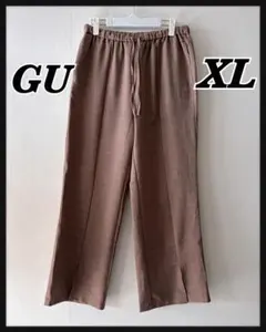 【GU 】パンツ XL レディース ブラウン スラックス センタースリット