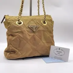 ◆PRADA チェーンショルダーバッグ◆プラダ トート キルティング 三角ロゴ