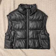 ZARA フェイクレザー ダウンベスト