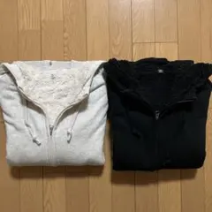 レディースUNIQLO裏ボアパーカーナチュラル3XLブラックXXL2色セット