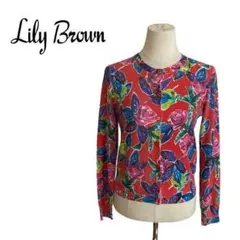 Lily Brown リリーブラウン　カーディガン　花柄　赤　レトロ　薄手