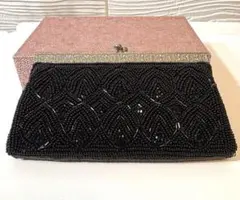 昭和レトロ 総ビーズ がま口財布 ブラック フォーマル ヴィンテージ