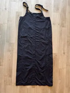 ブラック ジャンパースカート サロペットスカート マキシ丈 M
