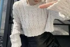 リブニット長袖白