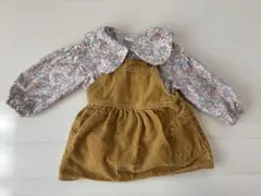 コーデュロイサロペット&花柄ブラウスセット