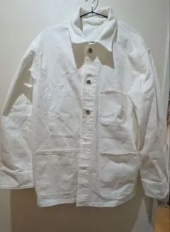 ユニクロ ホワイト ポケット付き デニムジャケット