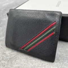 微 상태좋음 GUCCI オールドグッチ 折り財布 ブラック シェリーライン